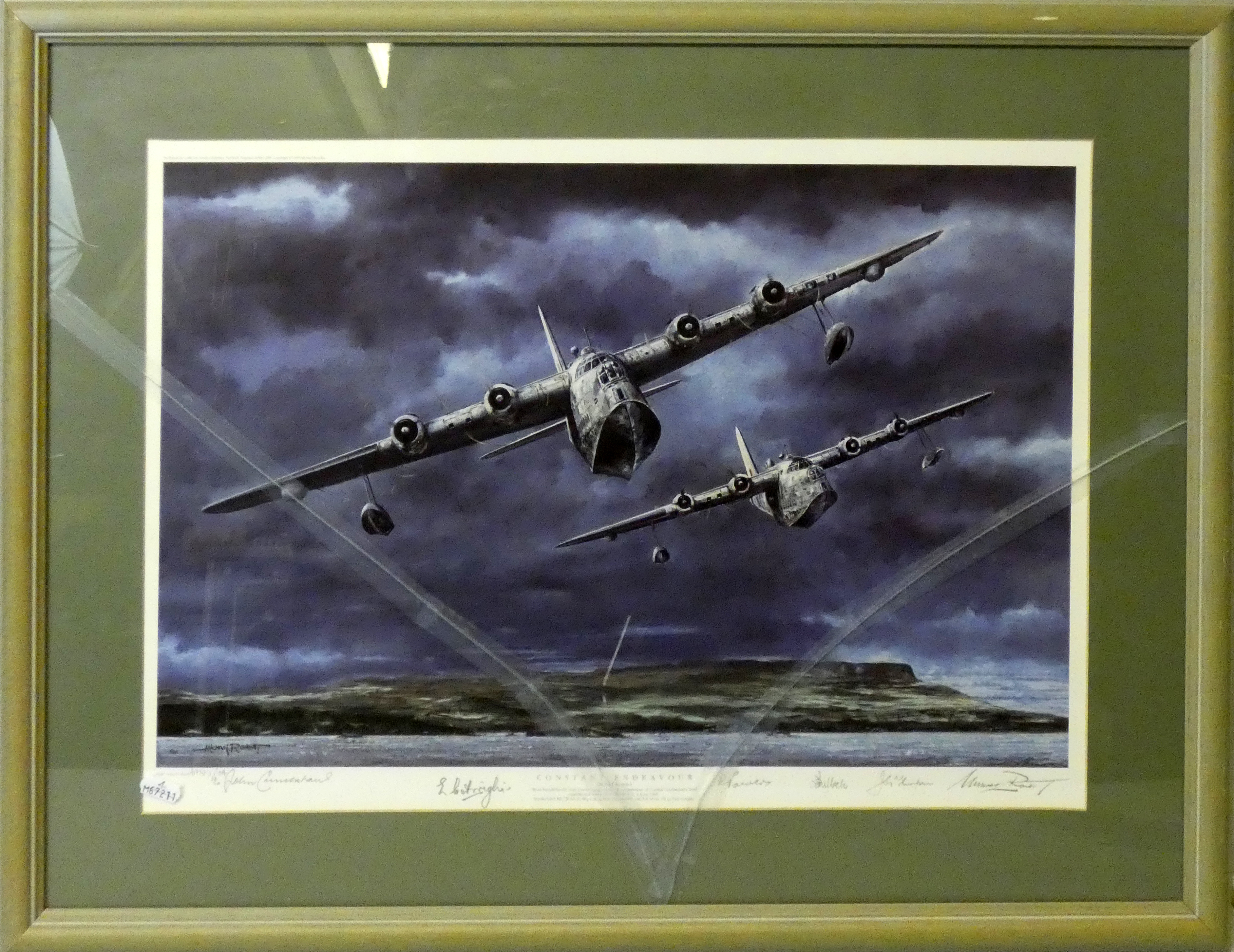 Four framed prints of Naval and RAF Aircraft, "SeaFury - MIG Encounter" by Robert Taylor signed by - Image 3 of 24