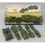 A boxed die-cast Dinky Supertoys No. 698 Gift Set 'Tank Transporter with Tank', together with nine