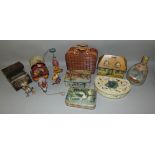 Five tinplate clockwork toys to include Cowboy Joe's Musical Chuck Wagon, together with various