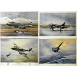Four limited edition signed and framed aviation prints of Cold War jets, "Meteoric Victory by Tom