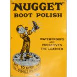 A vitreous enamel single sided advertising sign, Nugget Boot Polish, 52 x 35 cm. Provenance;