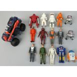 A collection of 1970/80's Sci-Fi and Action toys, to include Kirk and Spock figurines from Star