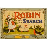 A vitreous enamel single sided advertising sign, Robin the new Starch, 17 x 26 cm. Provenance;