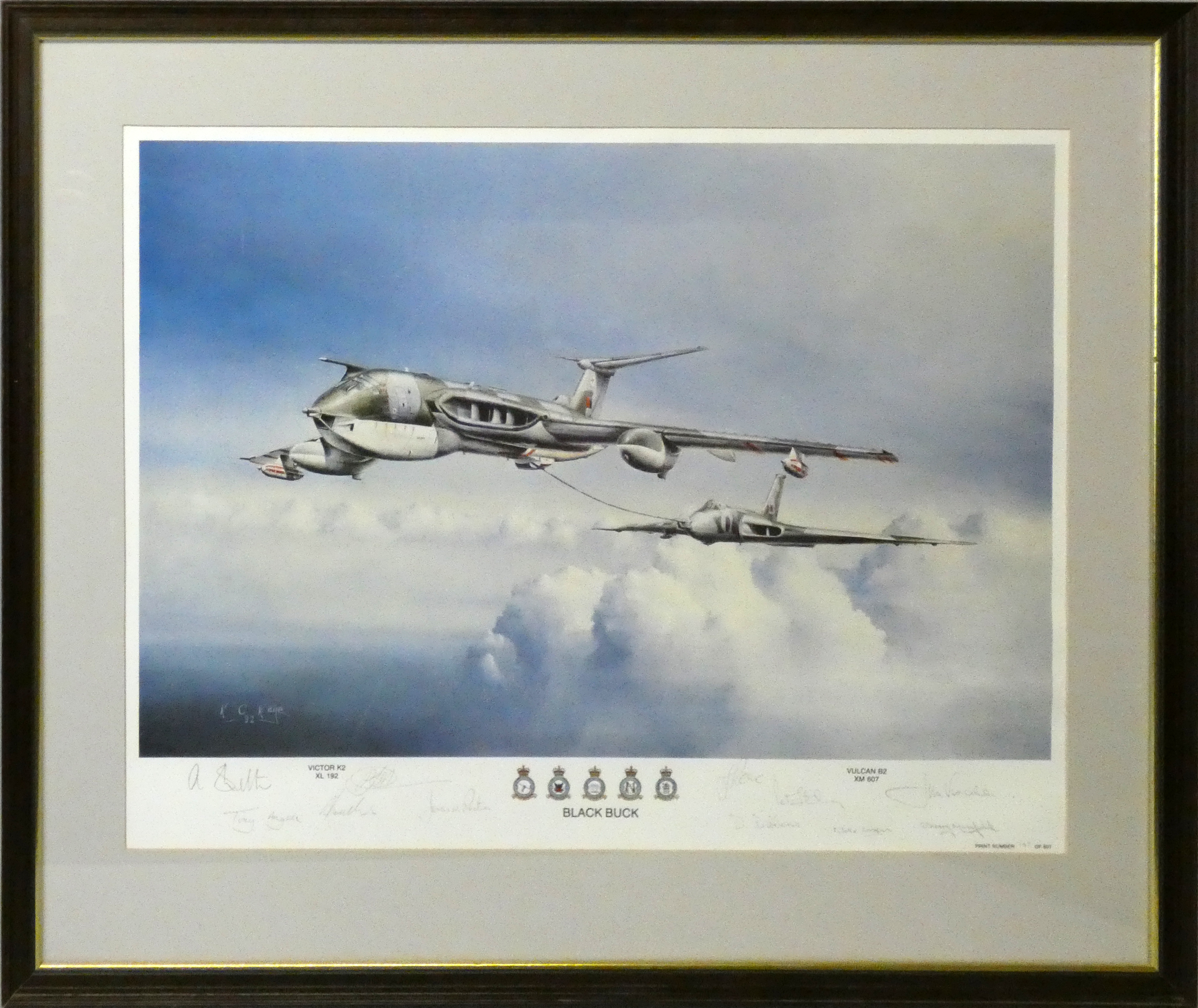 Four limited edition signed and framed aviation prints, including "Canberras over Cambridgeshire", - Image 7 of 22