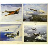 Four framed aviation prints, limited editions "Reaping the Whirlwind", No. 59/70, signed by the