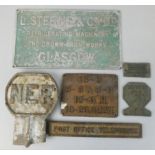 A cast iron sign 'L. Sterne and Co. Ltd Refrigerating Machinery the Crown Iron Works Glasgow',