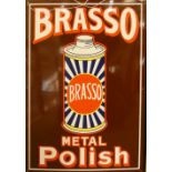 A vitreous enamel single sided advertising sign, Brasso Metal Polish, 52 x 35 cm. Provenance; unused