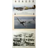 Three signed and framed limited edition aviation prints, "Spitfire MKI R6840", No. 388/400 signed by
