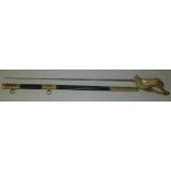 A late 19th/early 20th century naval dress sword, by Goldman S., Naval Stores, Davenport, in