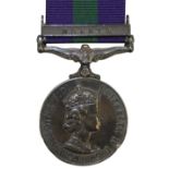 A Queen Elizabeth General Service Medal with Malaya Bar, named to 23383795 Private C. Stamp Acc.