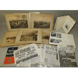 A portfolio of photogravures of British Battles containing approximately 50 cards mounted images,