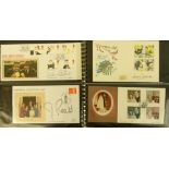 An album of approximately sixty First Day Covers, signed by such as Leonard Cheshire, Fred Perry,