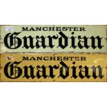 A pair of rectangular enamel signs for Manchester Guardian, 13 x 48cm (2).