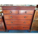 A Victorian mahogany chest of frieze drawer over two short drawers over three long drawers,