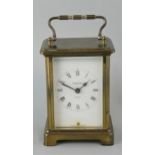 Bayard, a French brass three glass time piece, the white enamel dial with Roman numerals, the French