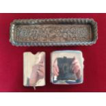 A silver card case, Birmingham 1920, of collapsible form, a silver cigarette case, Birmingham 1918