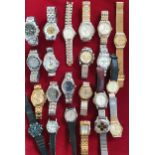 A Seiko kinetic wristwatch and 21 various quartz wristwatches, including Rotary, (22).