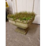 A square concrete two piece garden planter, 50 cm, please note this is heavy.