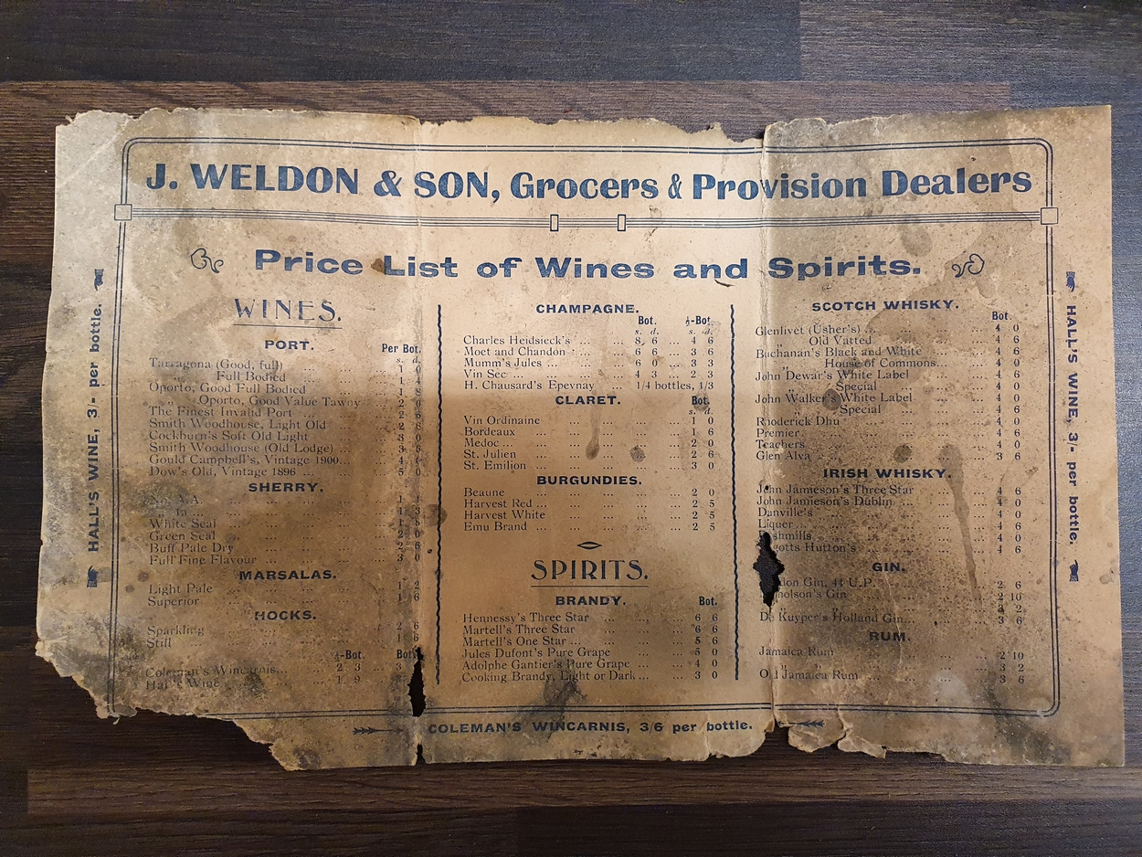 An Edwardian blue canvas roller shop banner, white painted "J. Wildon & Sons.....", 220 x 355 cm - Image 3 of 3