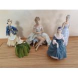 A group of five porcelain figurines; Royal Worcester, Winters Morn: Coalport, Regina, Emma and