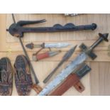 Northern Nigerian tribal art presented to vendors father circa. 1958, including a sword, dagger,