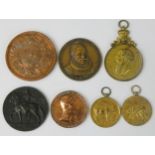 Seven European medallions, including a copper 70mm diameter commemoration of the help given by