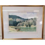 William S. Clowe, lakeside scene, watercolour, signed, 24 x 34 cm, portrait of a lady, oil on board,