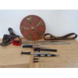 A reproduction brass basket hilt sword, by Ancient Warrior, box, a reproduction Kutana by Ancient