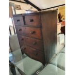 A country made stained pine miniature chest of two short over three long drawers, 44 x 30 x 57 cm, a