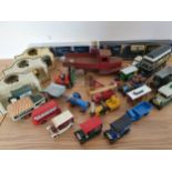 A tin plate truck, various die cast including a Dinky fork lift.