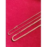 Two 9ct gold chain necklaces, both 50 cm, 170 gms.