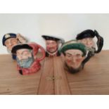 Royal Doulton character jugs; Old Salt, D6551, Falstaff, D6287, Henry VIII, D6642, Auld Mac, D5823