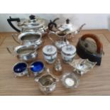 A Victorian silver cream jug, London 1888, two silver trinket dishes and various plated wares.