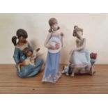 Lladro; Little Sister, model 12261, box together with Courtney, model 05648, box and Chit Chat,