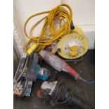 A Sealey 230V polisher, 800 watt, a Makita 110V circular saw, two lengths of 110V . PLEASE NOTE,