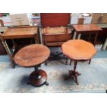 An early 19th century rosewood circular side table, an Edwardian mahogany and boxwood strung cabinet