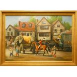 Wilf Walker, Max's Circus, oil on board, signed, 59x90cm gilt frame