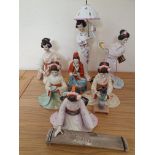 Franklin Mint; four by Tokutaro Song, Maiden of the Lilting Song, lacking hand, Fluttering Fan,
