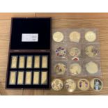 Limited edition proof gold plated "Million Dollar Collection" collection of 10 coins, and 13 large