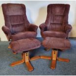 A pair of Florida swivel reclining armchairs in the Danish Style, supplied by Global Furniture