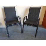 A set of four black metal and nylon garden chairs (4)