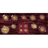 A limited edition proof gold 2002 Royal Mint "Golden Jubilee" 13 coin set, including a Maundy set,