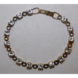A 9ct gold bracelet set with colourless stones 14.9g