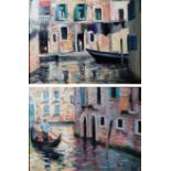 Nino Pippa, a pair Venice - Jewish Ghetto, oil on board, signed, 22 x 29cm together with Back Canal