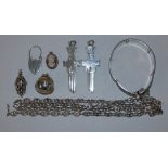 2 x silver millennium keys and other silver jewellery