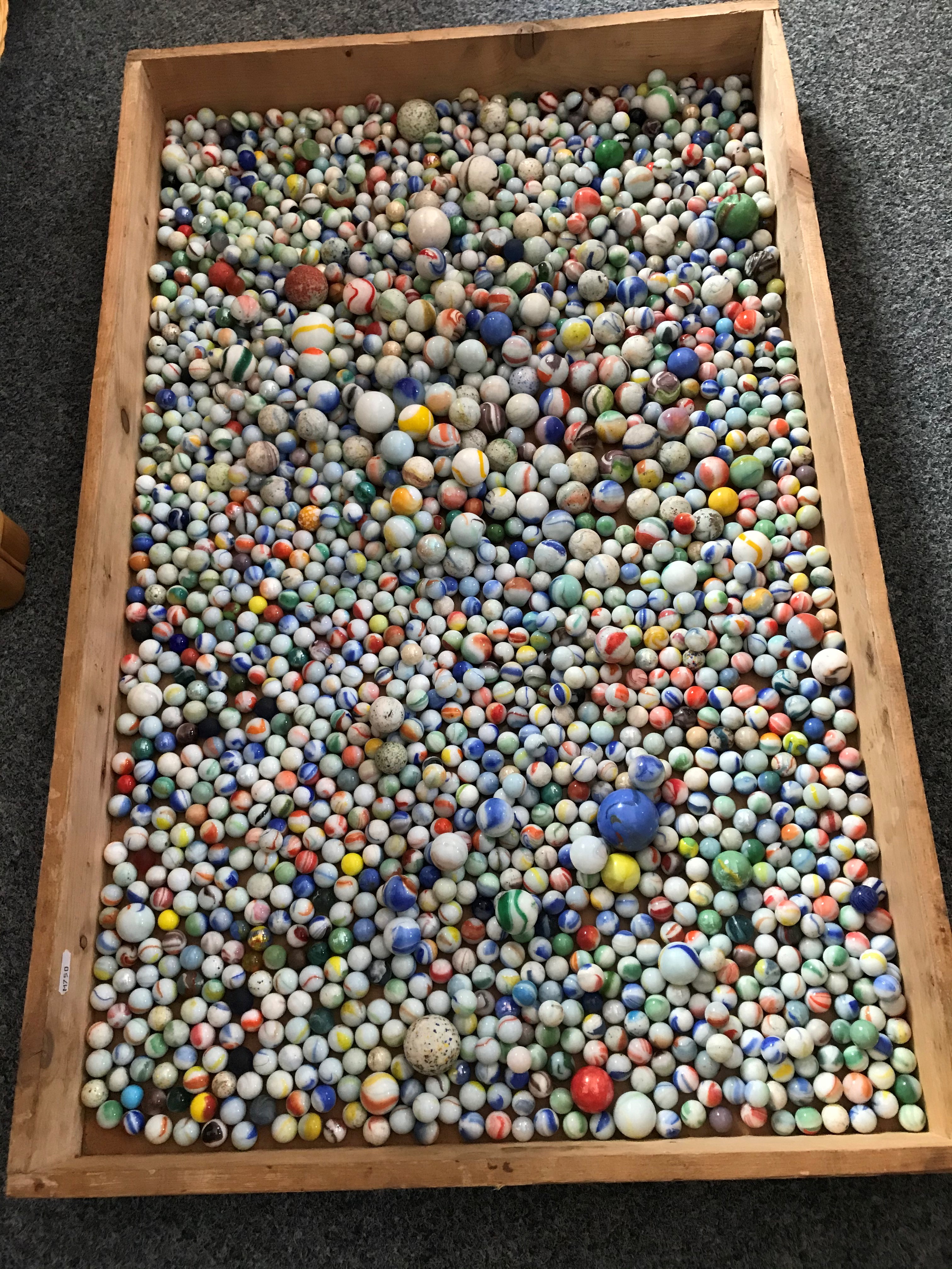A Substantial Quantity Of Glass Marbles tray 84 X 53cm 