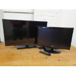 A Seiki SE32 HY02UK 32" television, no handset and a DGM 12 volt ETV 22 81WH 22" television,