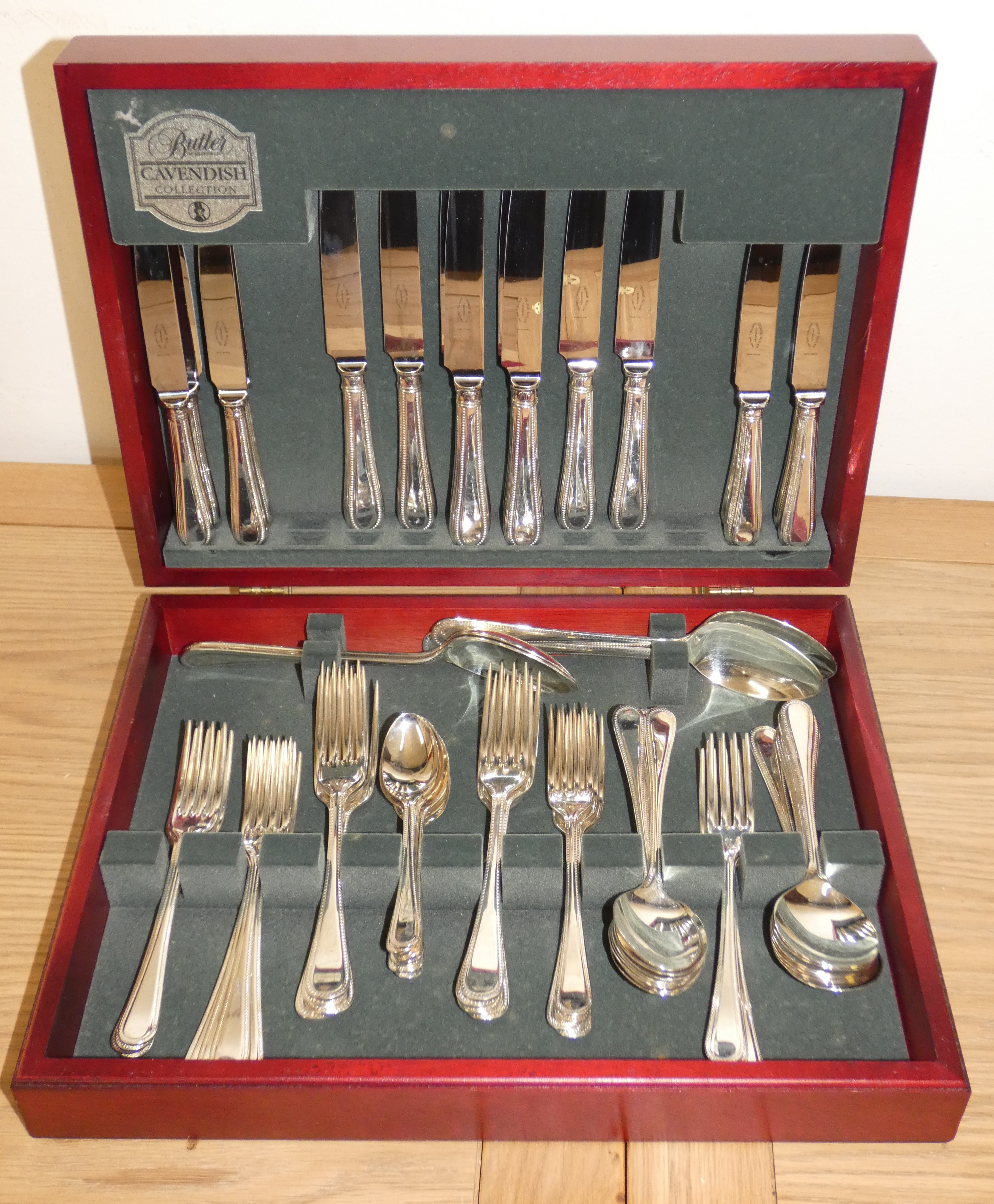 An EPNS bead pattern canteen of cutlery for 8 place setting by Butler of Sheffield comprising