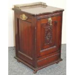 Of Royal Interest; an Edwardian mahogany coal compendium, with brass three quarter gallery and