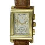 Bvlgari an 18 ct gold Rettangolo automatic wristwatch, ref RTC 69 S, L5746, the white dial with